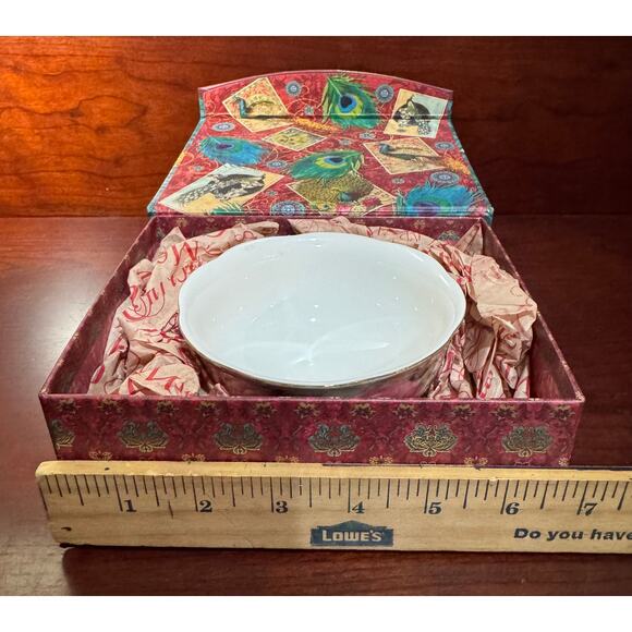 Vintage Gracie China Rose Pattern Bowl In Beautiful Peacock Pattern Gift Box - Picture 6 of 8